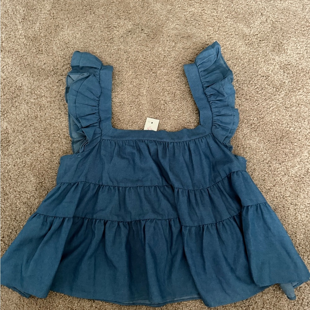 Francesca's Collections Blue Gathered Top